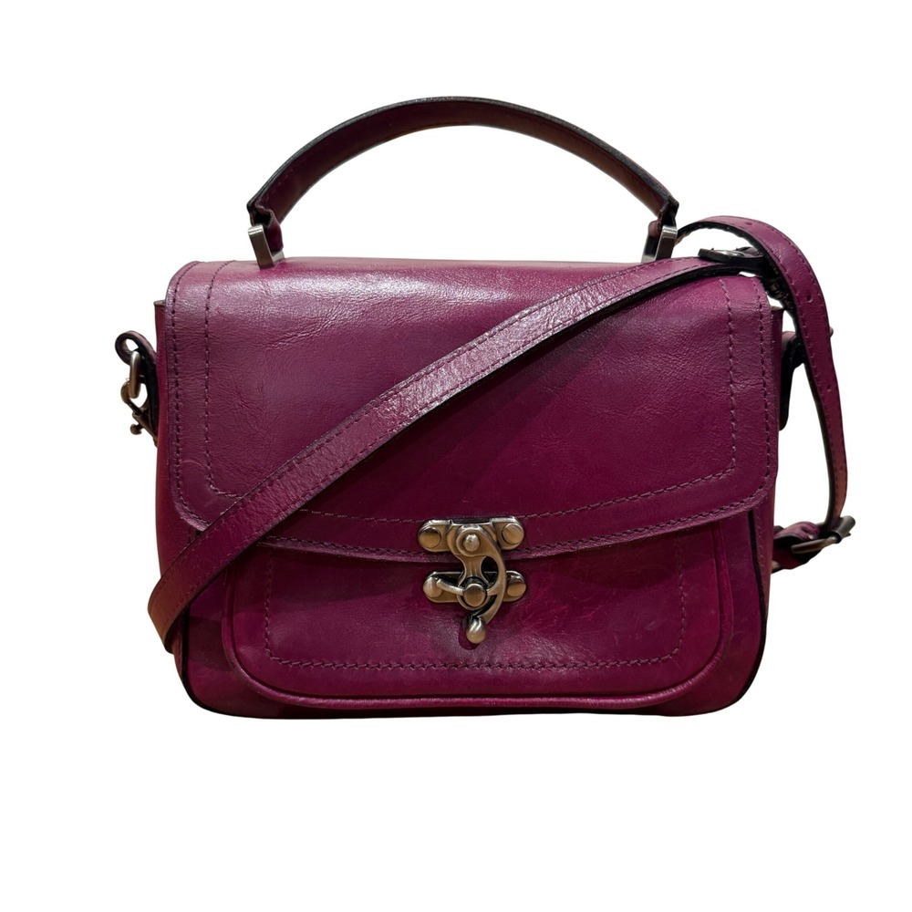 Patricia Nash Purple Leather Satchel Crossbody Bag Berry Pink Small Top Handle